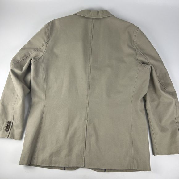 Eddie Bauer Blazer Men’s L Khaki Cotton Canvas Unstructured Casual Oversized - Picture 3 of 16